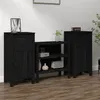 Image de vidaXL Buffets 2 pcs Noir 40x35x80 cm Bois massif de pin813763
