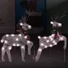Image de vidaXL 2x Rennes de Noël Rennes Éclairés Décoration de Vacances Ornement de Noël Décoration de Fête Maison Intérieur Doré 40 LED Acrylique