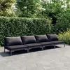 Image de vidaXL 4-delige Loungeset met kussens poly rattan donkergrijs3099814