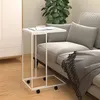 Image de Table d appoint avec roues Blanc 40x30x63,5cm Bois d ingénierie