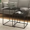 Image de Ensemble de table basse 2 pcs bois d ingénierie et métal