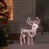 Image de vidaXL Renne de Noël Pliable avec Tête Mobile Décoration de Noël Ornement de Vacances Décoration de Fête Salle de Séjour Blanc Chaud 76x42x87cm