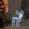 Image de vidaXL Renne de Noël Pliable avec Tête Mobile Décoration de Noël Ornement de Vacances Décoration de Fête Salle de Séjour Blanc Froid 76x42x87cm