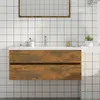 Image de Armoire de lavabo Chêne fumé 100x38,5x45 cm Bois d ingénierie