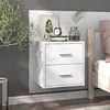 Image de vidaXL Table de chevet murale Blanc brillant811001
