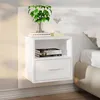 Image de Tables de chevet murales 2 pcs Blanc