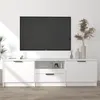 Image de Meuble TV Blanc 140x35x40 cm Bois d ingénierie