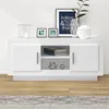 Image de vidaXL Meuble TV Armoire Basse Centre de Divertissement Armoire Stéréo Salon Salle de Séjour Intérieur Blanc 102x35x45 cm Bois d'Ingénierie