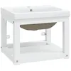 Image de vidaXL Cadre de lavabo de salle de bain vasque à encastrer Blanc Fer, cadre de lavabo, meuble de salle de bain, cadre console de salle de bain