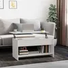 Image de vidaXL Table Basse Table d'Appoint Bout de Canapé Meuble de Salle de Séjour Table de Salon Intérieur Blanc Brillant 102x50x52,5 cm Bois d'Ingénierie