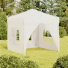 Image de vidaXL Partytent inklapbaar met zijwanden 2x2 m cràmekleurig93501