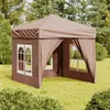 Image de vidaXL Partytent inklapbaar met zijwanden 2x2 m taupe93505