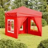 Image de vidaXL Partytent inklapbaar met zijwanden 2x2 m rood93506
