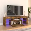 Image de Meuble TV avec lumières LED chêne fumé 120x35x40 cm
