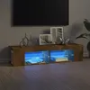 Image de vidaXL Meuble TV avec lumières LED chêne fumé 135x39x30 cm815693