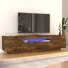 Image de Meuble TV avec lumières LED Chêne fumé 160x35x40 cm