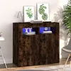 Image de Buffet avec lumières LED chêne fumé 80x35x75 cm