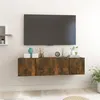 Image de vidaXL 2x Meubles TV Suspendus Centres de Divertissement Armoires Stéréo Meubles Multimédia Salle de Séjour Chêne Fumé 60x30x30 cm