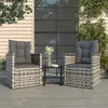 Image de vidaXL Salon de jardin avec coussins 3 pcs résine tressée gris 319193