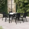 Image de Salon de jardin vidaxl acier noir 5 pieces 180 x 80 x 70 cm 4 personnes