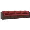 Image de Salon de jardin modulable Vidaxl resine tressee rouge 4 pieces 4 personnes