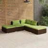 Image de Salon de jardin modulable Vidaxl resine tressee vert 5 pieces 5 personnes