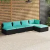 Image de Salon de jardin modulable Vidaxl resine tressee bleu 5 pieces 5 personnes