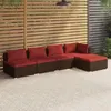 Image de 5 pieces Vidaxl resine tressee rouge 5 personnes salon de jardin modulable