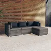 Image de 4 personnes Vidaxl 4 pieces gris salon de jardin modulable resine tressee