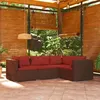Image de Resine tressee Vidaxl 4 pieces 4 personnes rouge salon de jardin modulable