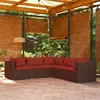 Image de 5 personnes Vidaxl resine tressee salon de jardin modulable rouge 5 pieces