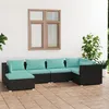 Image de vidaXL Salon de jardin 6 pcs avec coussins Résine tressée Noir 3101809