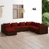 Image de Salon de jardin Vidaxl resine tressee rouge 7 pieces x 70 x 60.5 7 personnes