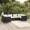 Image de vidaXL Salon de jardin 6 pcs avec coussins résine tressée noir 3101935
