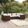 Image de Salon de jardin modulable Vidaxl resine tressee 6 personnes beige 70 x 70 x 60.5 cm 6 pieces