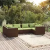 Image de vidaXL 6-delige Loungeset met kussens poly rattan bruin3101940