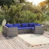 Image de Salon de jardin modulable VIDAXL resine tressee bleu 6 pieces x 70 x 60.5 6 personnes