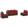 Image de Salon de jardin Vidaxl resine tressee rouge 4 pieces 4 personnes