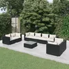 Image de vidaXL 9-delige Loungeset met kussens poly rattan zwart3102287
