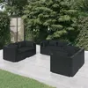 Image de vidaXL Salon de jardin, 6 pcs avec coussins Résine tressée Noir