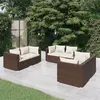 Image de vidaXL 6-delige Loungeset met kussens poly rattan bruin3102298