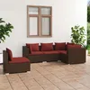 Image de Salon de jardin Vidaxl resine tressee rouge 5 pieces 5 personnes