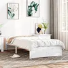 Image de vidaXL Cadre de Lit Cadre à Lattes sur Pied Sommier à Lattes Lit Adulte Lit Simple Meuble de Chambre à Coucher Bois Massif Blanc 90x190 cm