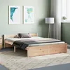 Image de vidaXL Cadre de Lit Cadre à Lattes sur Pied Sommier à Lattes Lit Adulte Meuble de Chambre à Coucher Lit Double Bois Massif 140x190 cm