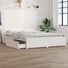 Image de Cadre de lit sans matelas avec tiroirs blanc 160x200 cm