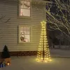Image de vidaXL Arbre de Noël Cône Ornement de Fête Décoration de Vacances Sapin de Noël de Jardin Extérieur Arrière-cour Blanc Chaud 108 LED 70x180 cm 343486