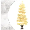 Image de vidaXL Kunstkerstboom met verlichting en pot 120 cm PVC wit344652