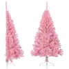 Image de vidaXL Demi Sapin de Noël Artificiel avec Support Décoration de Noël Ornement de Vacances Décoration de Fête Salle de Séjour Rose 150 cm PVC