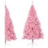 Image de vidaXL Demi Sapin de Noël Artificiel avec Support Décoration de Noël Ornement de Vacances Décoration de Fête Salle de Séjour Rose 240 cm PVC