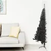 Image de vidaXL Demi Sapin de Noël Artificiel avec Support Arbre de Noël Décoration de Vacances Ornement de Noël Décoration de Fête Noir 240 cm PVC